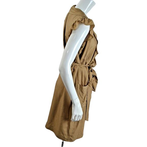 Banana Republic Silk True Wrap Dress 8 Brown - Picture 3 of 7
